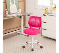 Costway Kids School Desk Chair Ergonomic Study Chair Rolling Swivel Task Chair W/ Adjustable Height Rose
