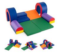 COSTWAY Kids Soft Play Set, 10 Pieces Baby Foam Climbing Blocks with Waterproof PU Leather, Indoor Toddler Climb and Crawl Activity Playset for Sensory Motor Skills