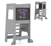 Costway Kids Step Stool Baby Kitchen Helper With Chalkboard & Adjustable Step