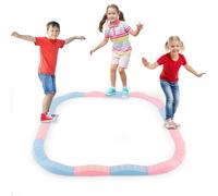 COSTWAY Kids Stepping Stones, 20Pcs Stackable Balance Beam with Non-slip Surface & Bottom, Indoor Outdoor Obstacle Course Sensory Toy for Exercise Balance & Coordination (Macaron Pink)