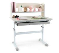 Costway Kids Study Desk Height Adjustable Children Writing Table W/ Tilt Desktop