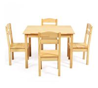 Costway Kids Table & 4 Chairs Set Wooden Activity Table Set Natural