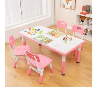 Costway Kids Table And 4 Chairs Set Children Art Study Multi-Activity Table With 4 Seats