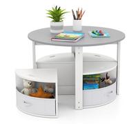 Costway Kids Table And Chair Set 5 Piece Toddler Round Nesting Table-Grey