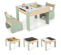 Costway Kids Table And Chair Set Children Activity Desk 2 Chairs W/ Reversible Blackborad