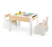 Costway Kids Table And Chair Set Children Activity Desk 2 Chairs W/ Reversible Blackborad