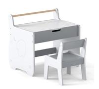 Costway Kids Table And Chair Set Wooden Activity Desk And Chair Set-Grey & White