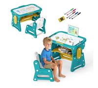 Costway Kids Table & Chair Set Height Adjustable Toddler Drawing Table in Yellow COSTWAY Yellow