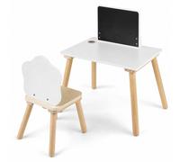 Costway Kids Table & Chair Set with Chalkboard Wooden Toddler Activity Desk in White COSTWAY White