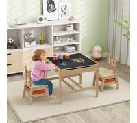 Costway Kids Table & Chairs 4 in 1 Wooden Activity Desk Set in Natural COSTWAY Natural