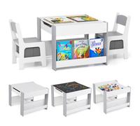 Costway Kids Table & Chairs Set 4 In 1 Toddler Activity Table Playroom
