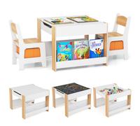 Costway Kids Table & Chairs Set Toddler Activity Table W/ Reversible Tabletop