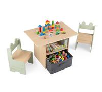 Costway Kids Table & Chairs Set Wooden Toddler Activity Table Set in Green COSTWAY Green
