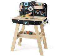 COSTWAY Kids Tool Bench, Wooden Workbench with Play Tools Set, Storage Shelves, Chalkboard, Toddlers Construction Pretend Role Play Set for Ages 3 +