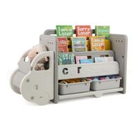 Costway Kids Toy Storage And Bookshelf Car Themed Toy Storage Cabinet-Grey