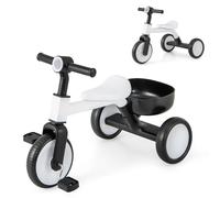COSTWAY Kids Tricycle, 2 in 1 Toddler Trike with Detachable Pedals, Removable Storage Basket, 3 Wheels Balance Bike for 2 to 4 Years Old