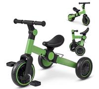 COSTWAY Kids Tricycle Age 2-4 Years Old, Toddler Balance Bike with Removable Pedals, Adjustable Handlebar, Foldable Kids Trikes for Boys Girls (Green)