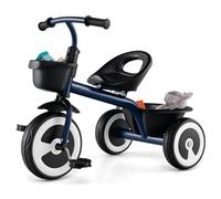 COSTWAY Kids Tricycle, Toddler Trike with Adjustable Seat, Front & Rear Storage Baskets, Heavy-Duty Carbon Steel Frame, 3 Wheels Bike for 1.5-5 Years Old (Navy)