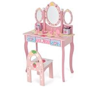 Costway Kids Vanity Table Chair Set W/ Makeup Dressing Table Chair & Drawers