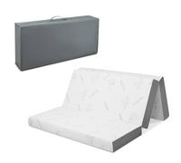 Costway King Size 10 cm Folding Gel-Infused Tri-fold Mattress Topper Carry Bag RV Camp in White COSTWAY White