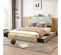 Costway King Size Modern Faux Leather Upholstered Platform Bed COSTWAY Multicolor