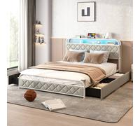 Costway King Size Modern Faux Leather Upholstered Platform Bed COSTWAY Multicolor