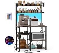 Costway Kitchen Bakers Rack 5-Tier Microwave Oven Stand Outlet-Brown in Brown COSTWAY Brown