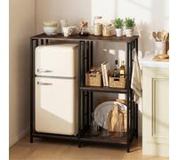 Costway Kitchen Baker's Rack Mini Fridge Stand Table w/ 4 Shelves Bar Table in Brown COSTWAY Brown