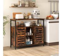 Costway Kitchen Buffet Cabinet Industrial Sideboard with Slatted Door & 3 Adjustable Shelves in Brown COSTWAY Brown