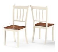 Costway Kitchen & Dining Room Chairs Set of 2 Wood Classic Slat Back Side Chair in White COSTWAY White