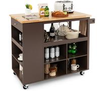 Costway Kitchen Island Rolling Storage Trolley Cart Cupboard With 4 Adjustable Shelves