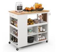 Costway Kitchen Island Rolling Storage Trolley Cart Cupboard With 4 Adjustable Shelves
