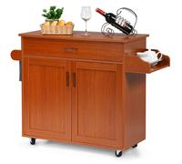 Costway Kitchen Island Storage Trolley Rolling Cart Shelves Cupboard Cabinet Drawer Home in Brown COSTWAY Brown