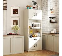 Costway Kitchen Pantry Cabinet With Charging Station 168 Cm Tall Cupboard With 2 Adjustable Shelves