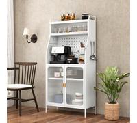 Costway Kitchen Pantry Storage Cabinet Freestanding Kitchen Buffet With Adjustable Shelf
