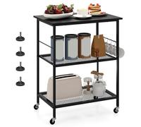 Costway Kitchen Serving Rolling Carts 3 Tier Storage Shelves Island Cart-Black