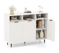 Costway Kitchen Sideboard Buffet Cabinet Coffee Bar Cabinet With 3 Doors White