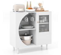 Costway Kitchen Sideboard Wooden Buffet Cabinet Cupboard Free-standing Wine Cabinet in White COSTWAY White