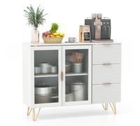Costway Kitchen Storage Sideboard Dining Buffet Server Cabinet Cupboard W/ 2 Glass Doors in White COSTWAY White