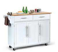 Costway Kitchen Trolley Cart Rolling Utility Island Kitchen Island-White