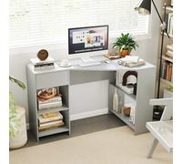 Costway L-Shaped Computer Desk Compact Corner Executive Desk W/storage-Grey