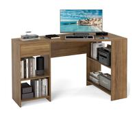 Costway L-Shaped Computer Desk Compact Corner Executive Desk W/storage-Natural
