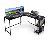 Costway L-Shaped Computer Desk Corner Computer Gaming Desk W/ 2-Tier Shelves