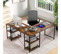 Costway L-Shaped Corner Computer Desk Study Writing Desk Workstation With Storage Shelf