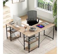 Costway L-Shaped Corner Computer Desk Study Writing Desk Workstation With Storage Shelf