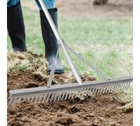 Costway Landscape Rake Heavy-Duty Aluminum Leaf Rake 36-Tine Garden Yard Rake in Silver COSTWAY Silver