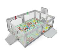 Costway Large Baby Playpen Safe Play Yard w/ Basketball Hoop & Mat in Light Grey COSTWAY Light Grey