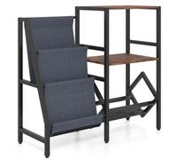 Costway Large Capacity Vinyl Holder With Metal Frame Reversible Design Industrial Turntable Table Stand For Living Room