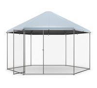 COSTWAY Large Chicken Run Coop, Galvanized Metal Walk-in Hen House with Waterproof Cover, Lockable Door, Poultry Shade Cage for Hens Rabbit Dogs Ducks