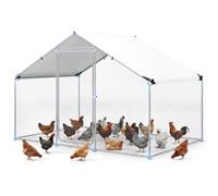 COSTWAY Large Chicken Run Coop, Galvanized Metal Walk-in Hen House with Waterproof & Sun-protective Cover, Poultry Shade Cage for Hens Rabbit Dogs Ducks (300 x 203 x 202cm)